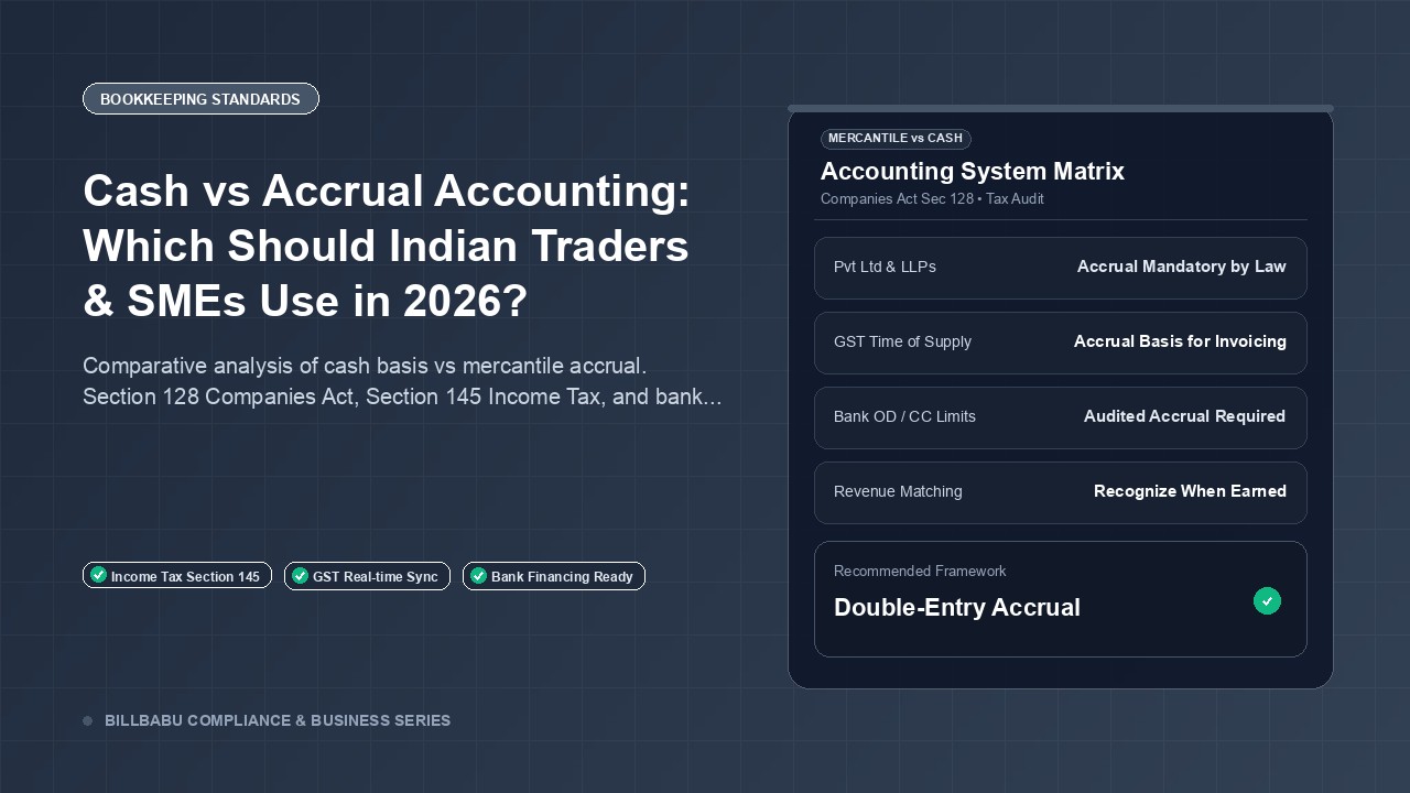 Cash vs Accrual Accounting: Which Should Indian Small Businesses & Traders Use in 2026?