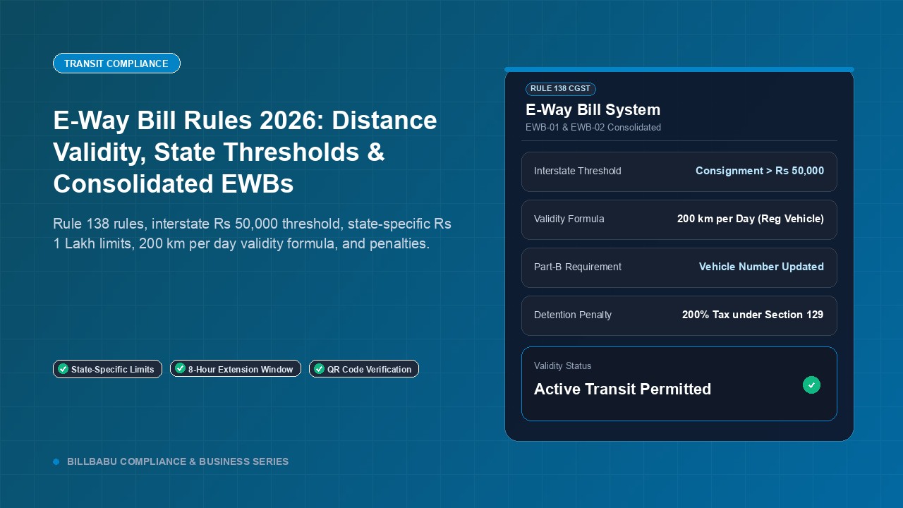 E-Way Bill Rules 2026: Distance Validity, State-Wise Thresholds, and Consolidated E-Way Bills