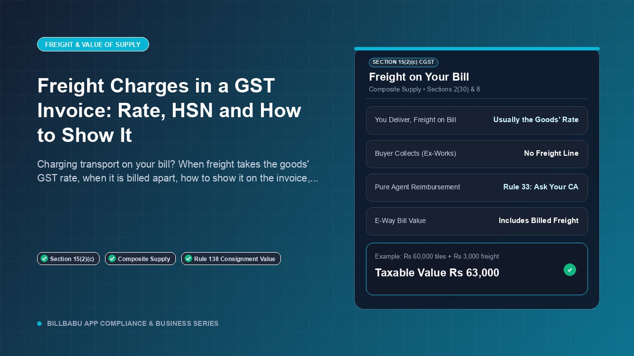 Freight Charges in a GST Invoice: Rate, HSN and How to Show It