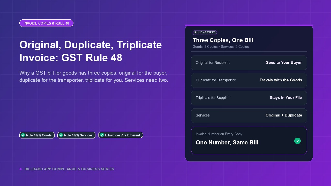 Original, Duplicate, Triplicate Invoice: GST Rule 48